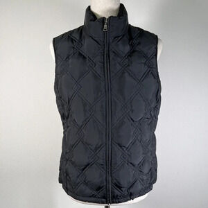 Eddie Bauer Vest Women's Small Black Puffer Diamond Quilted Full Zip Outdoor
